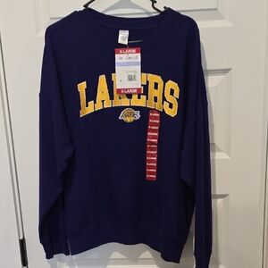 Lakers Women's Purple and Yellow Crew Neck Sweater